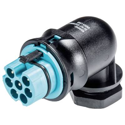 Trailer adaptor plug, showing a black plastic casing with a blue connection socket for electrical connections.