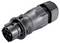 Black connector with six-pole connection surface, suitable for electrical connections. Robust construction and non-slip surface.