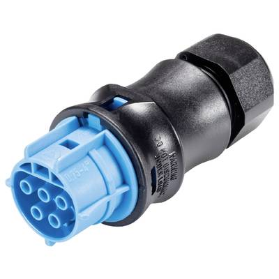 'Connectors with blue and black casing, cylindrical shape, suitable for electrical and electronic applications.'