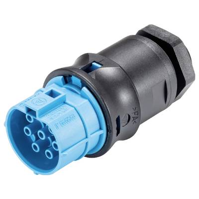 A blue and black multi-pin electrical connector, suitable for robust applications in technical equipment.