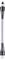 Metal barbell with a black grip and white end caps, positioned vertically.