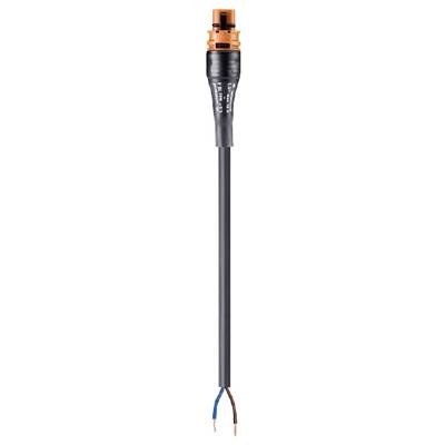 A black cable plug with a three-core cable. Orange accents are visible at the top.