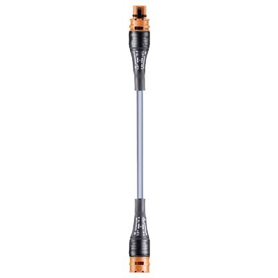 Hose connector with orange and black ends, grey middle section. For connecting garden hoses.