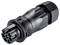A black electrical multi-pin connector, suitable for industrial applications and robust connections.