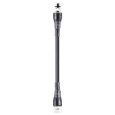 Image of an extendable curtain pole with black and white elements that can be adjusted to different lengths for versatile applications.