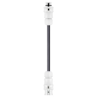 Connection adapter with white plug connectors at both ends, connected by a black cable in the middle.
