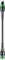 A black and green torch with a slender, long handle and a wide lamp head.