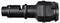A black, cylindrical object with multiple graduated sections, potentially a technical component or fitting.