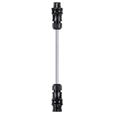 Cable or pipe connection with black connectors at both ends and a silver middle section.
