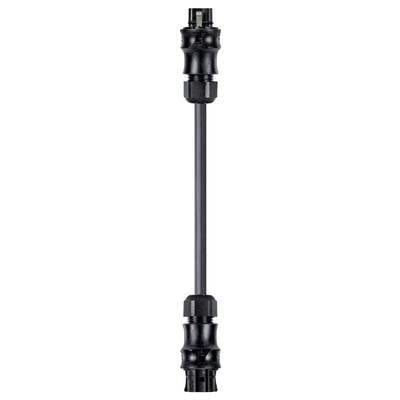 A black connector cable with smooth, robust plugs at both ends. It looks hard-wearing.