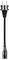 A black network cable with a two-pole plug and socket, vertically positioned against a white background.
