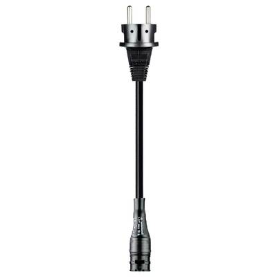 A black network cable with a European plug and another connector at the end. Suitable for electronic devices.