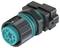 A black and turquoise electrical plug with multiple connections; suitable for industrial applications.