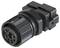 A black, cylindrical connector with multiple socket ports, suitable for industrial wiring.