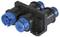 A black and blue electrical multi-pin connector, suitable for vehicle or industrial applications.