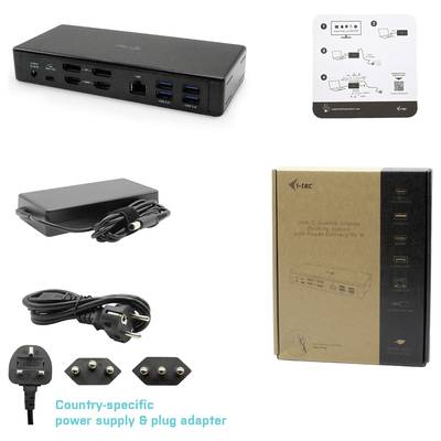 USB-C Docking Station Set includes docking station, power supply, cable and adapter. Suitable for connecting multiple devices.