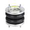 Air spring with two rubber bellows and metal plates, used for damping or suspension in vehicles or machinery.