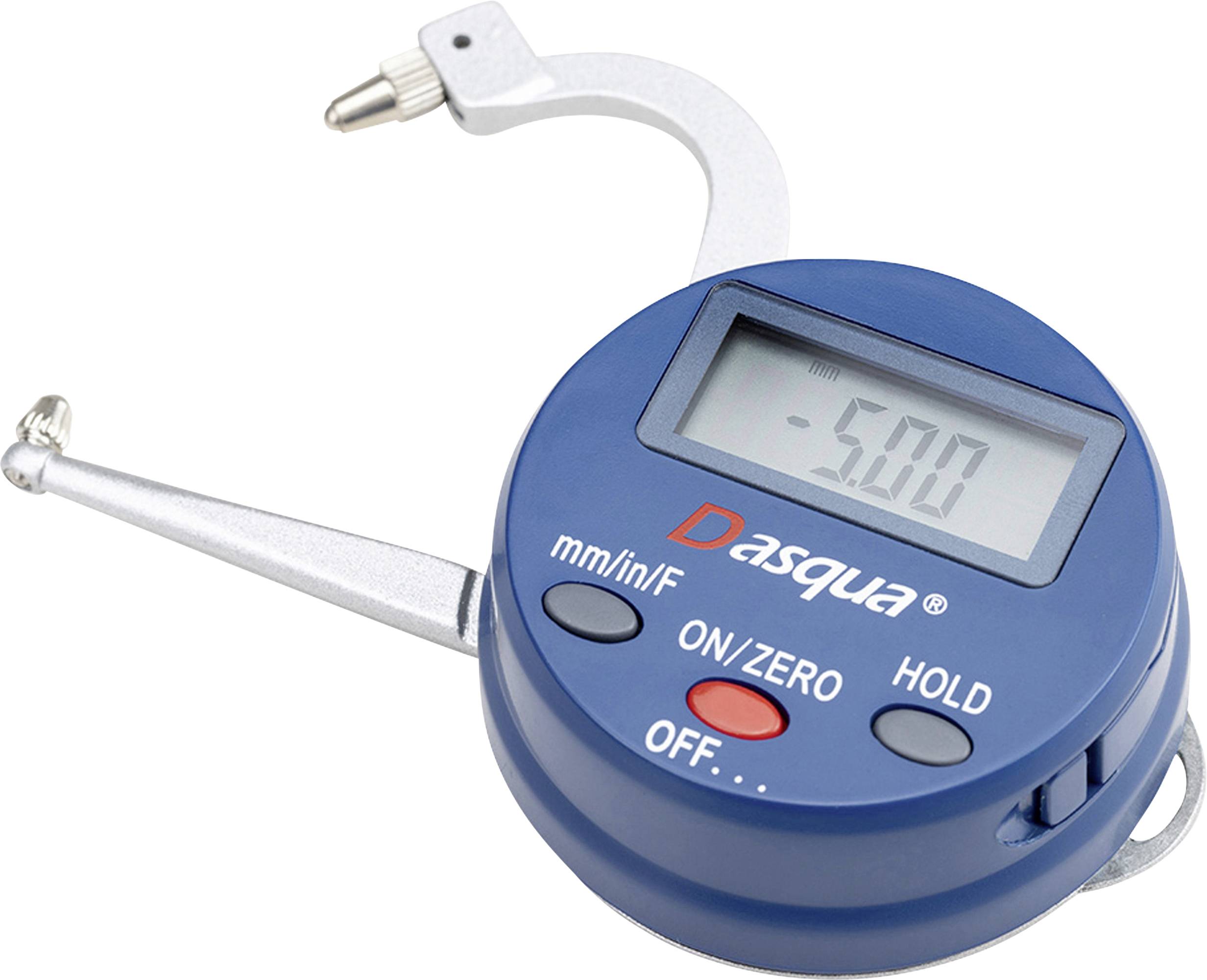 Digital Crown Hole Micrometer with display showing '-5.00'. Two buttons 'ON/ZERO' and 'HOLD'. Suitable for precise measurements.