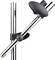 Silver microphone stand with a swivel arm and black holder. Suitable for adjusting the microphone position during use.