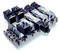 'A hydraulic valve block with multiple ports and control elements, used in industrial applications for flow control.'