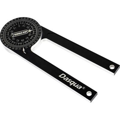 'Protractor by Dasqua with black scale and silver frame. Shows degree markings for precise angle measurement.'