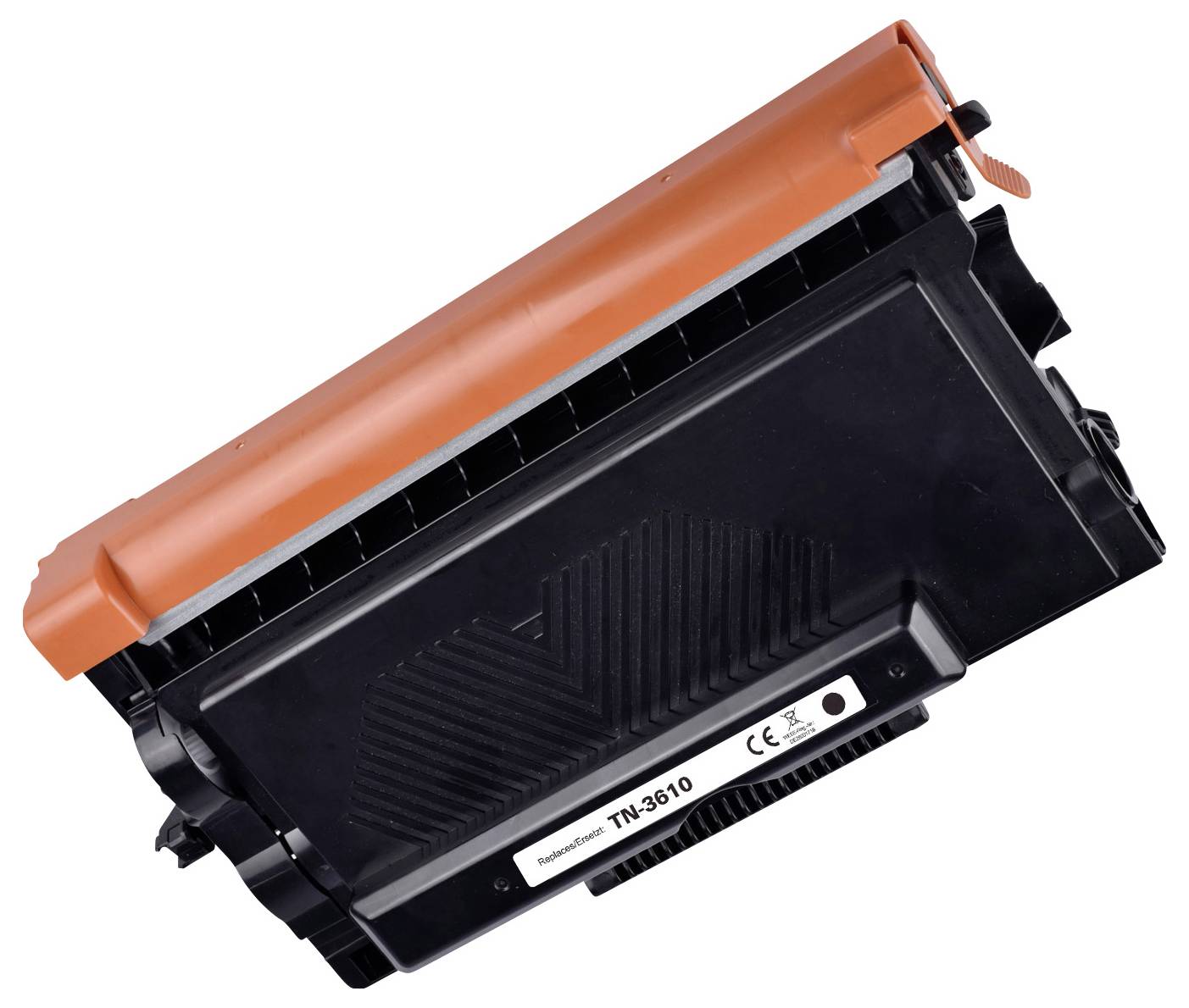 Toner cartridge in a black housing with a red cap, model 'TN-3610', suitable for printers.