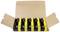 Six energy batteries in an open brown cardboard packaging, arranged side by side in two rows.