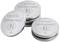 Round silver batteries with 'CR2032 (Intenso)' inscription and child safety symbol.
