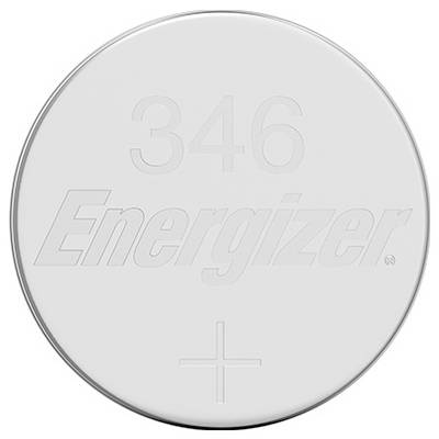 'Energizer 346' coin cell battery with the positive terminal marked by a '+' sign.