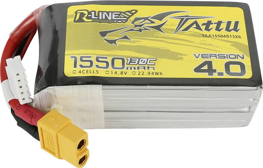 Tattu Scale model battery pack (LiPo) 14.8 V 1550 mAh No. of cells: 4 130 C Block XT60