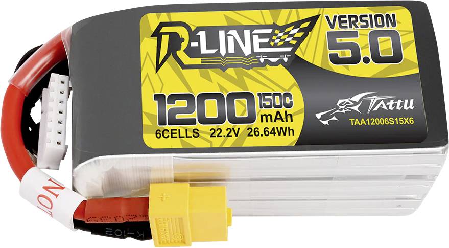 Tattu Scale model battery pack (LiPo) 22.2 V 1200 mAh No. of cells: 6 150 C Block XT60