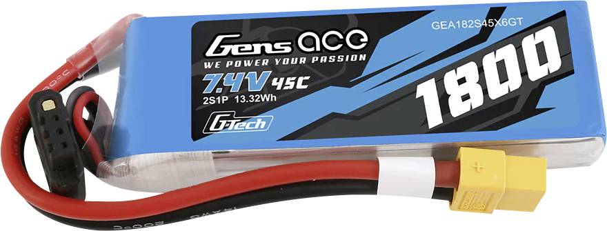 Gens ace Scale model battery pack (LiPo) 7.4 V 1800 mAh No. of cells: 2 45 C Block XT60