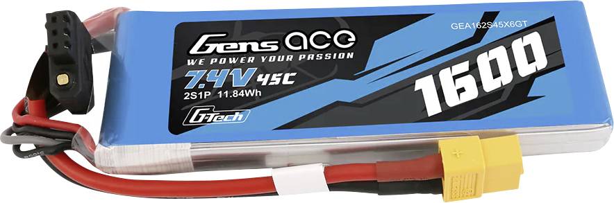 Gens ace Scale model battery pack (LiPo) 7.4 V 1600 mAh No. of cells: 2 45 C Block XT60
