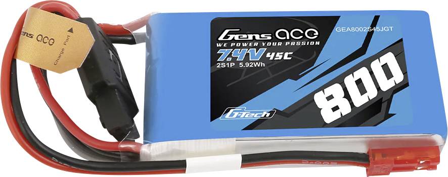 Gens ace Scale model battery pack (LiPo) 7.4 V 800 mAh No. of cells: 2 45 C Block JST-SYP