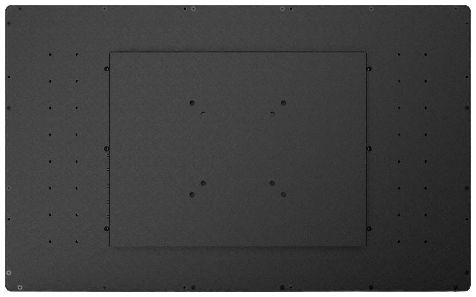 Back of a flat display with VESA mounting holes.