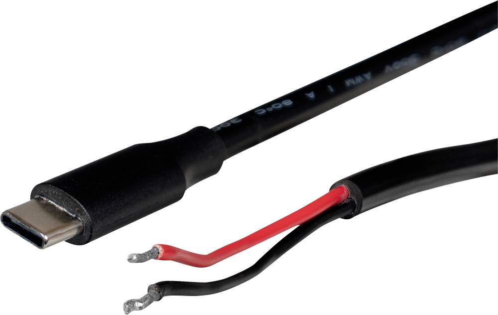 Joy-it Joy-IT Strom-Kabel 1 m Schwarz (K-1474) Power cable [1x USB 2.0 connector C - 1x Open cable ends] 1 m Black