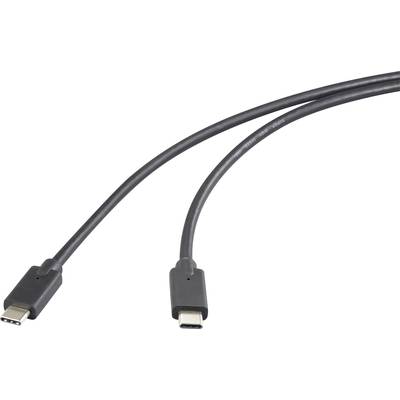 Two black USB-C cables on a white background, one pointing to the right, the other to the left, with no visible labelling.