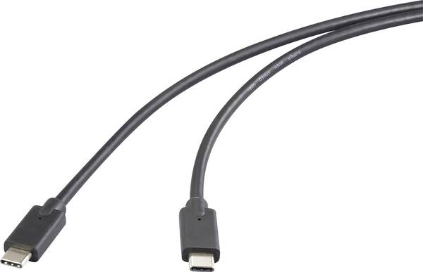 Renkforce USB-C cable USB 3.2 2x 2nd Gen USB-C® plug, USB-C® plug 0.50 m Black TPE coating RF-5501100