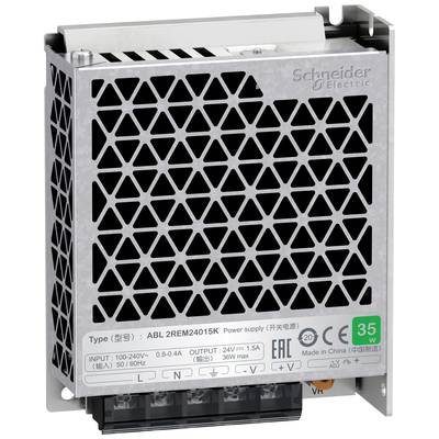 'Schneider Electric Power Supply Unit ABL2REM24015K, 24V, 1.5A, 36W, 100-240V Input, CE and EAC Certified, Manufacturer: Made in China.'