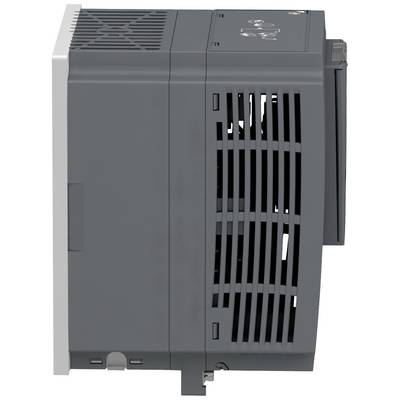 Grey, rectangular electronic device with ventilation slots. Side view reveals ventilation design and casing.