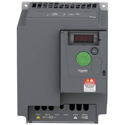 An electronic device with a digital display and control knob, possibly a frequency converter from Schneider Electric.