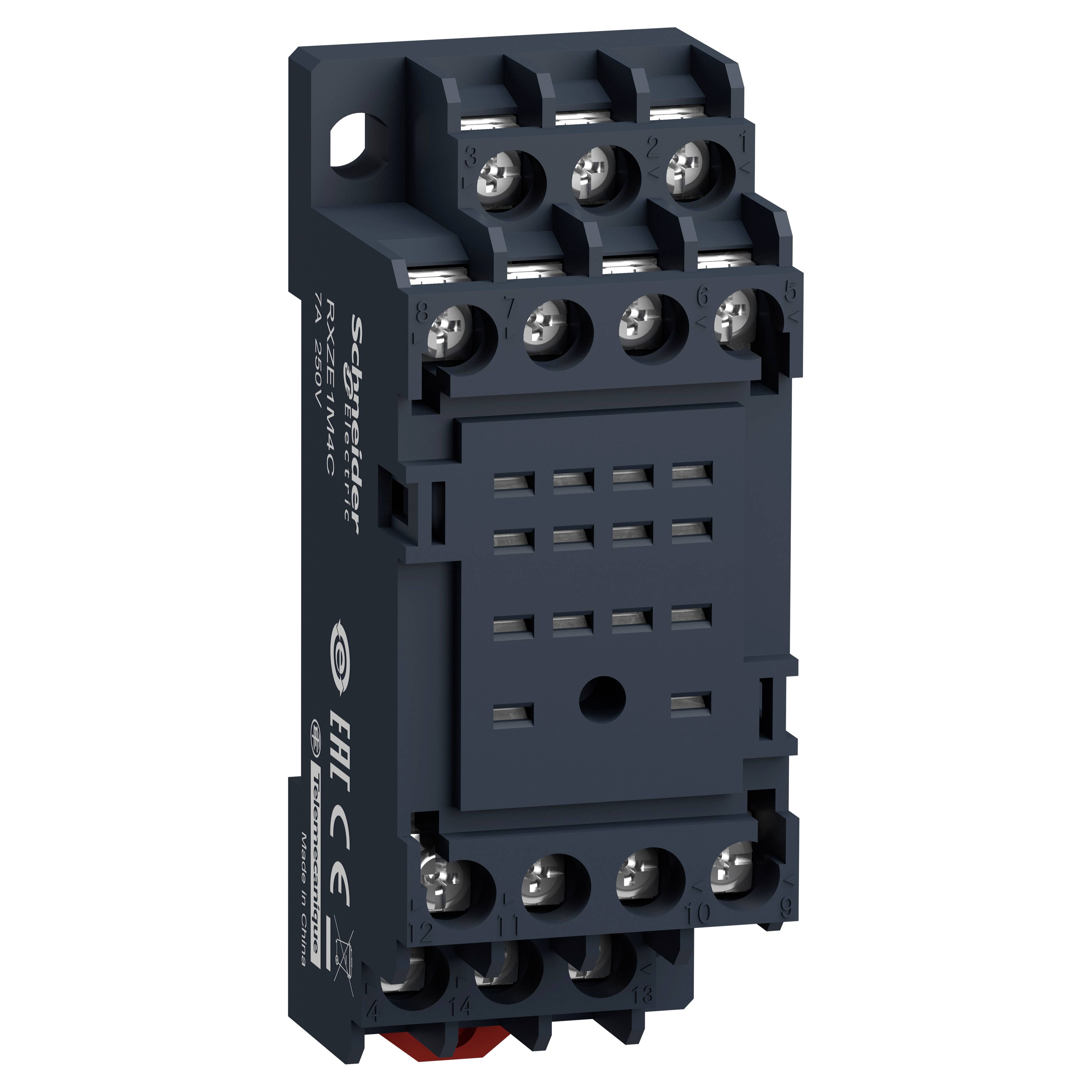 Black electric terminal block with eight terminals and multiple screw connections, suitable for industrial wiring.