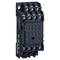 Black electric terminal block with eight terminals and multiple screw connections, suitable for industrial wiring.