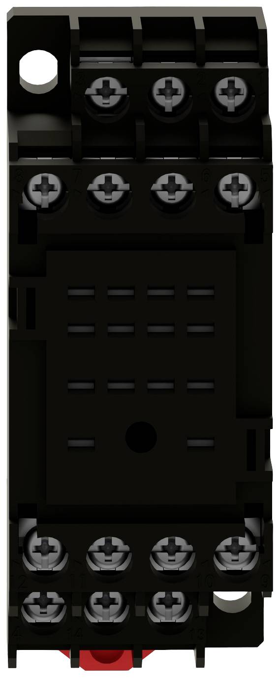 A black electrical component with screw terminals and a rectangular grid pattern in the centre.