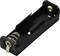 Black plastic battery compartment holder with spring mechanism, suitable for cylindrical batteries.
