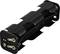 Black plastic battery holder designed to accommodate two batteries arranged in parallel, suitable for electronic projects.