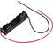 Battery holder made of black plastic with two cables, one red and one black, for connecting to a power source.
