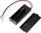Black battery compartment for two batteries with red and black wire and removed cover.