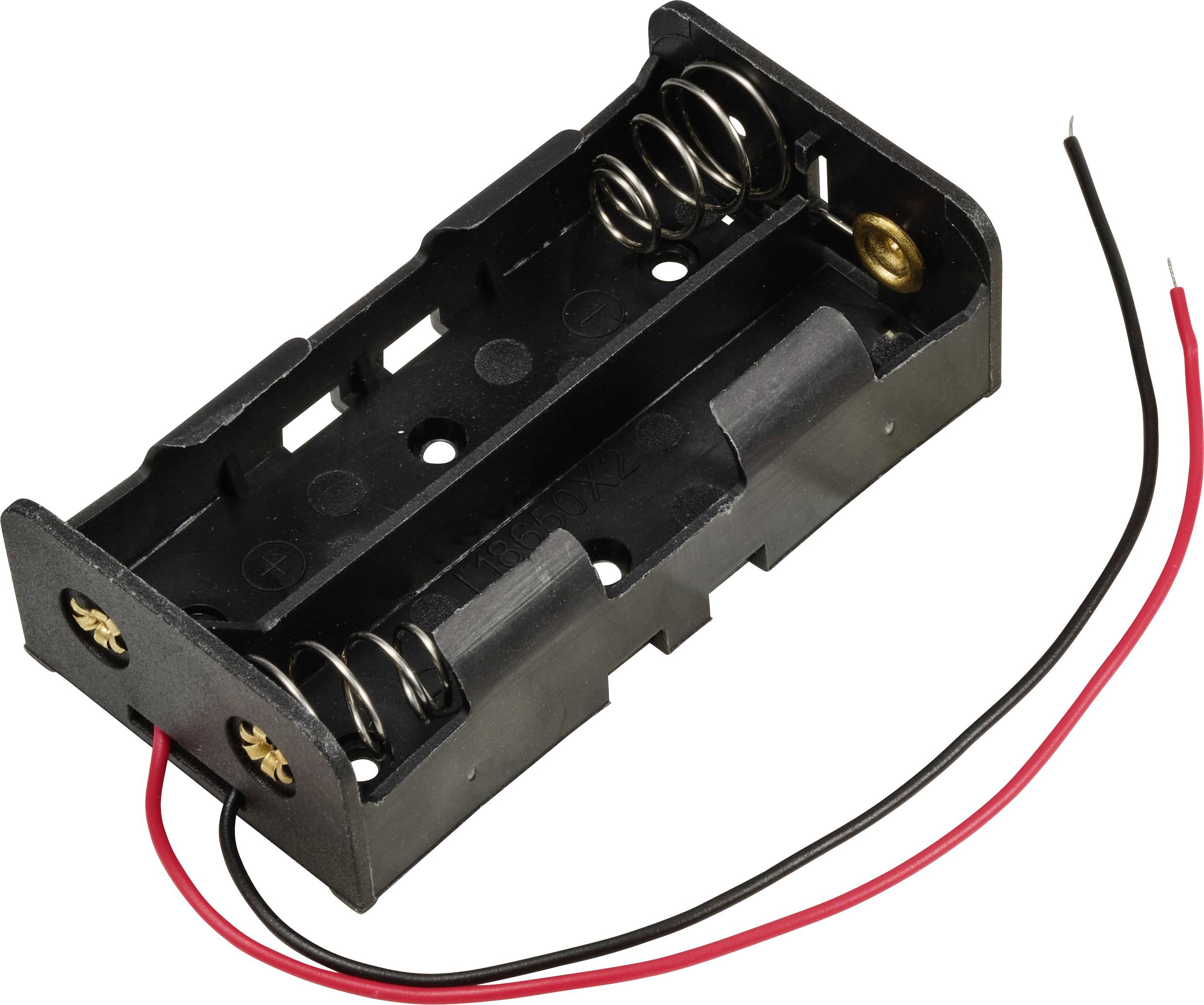 TRU COMPONENTS TC-13220700 Battery tray 2x 18650 Cable (L x W x H) 76 x 40 x 21 mm