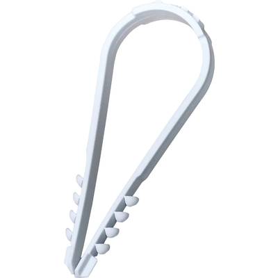 A white wall plug with ribbed sides and a tapered end.